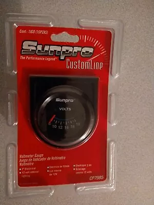 Sunpro 2  Voltmeter Black / Black Bezel New CP7985 0-18V Authorized Distributor • $15.99