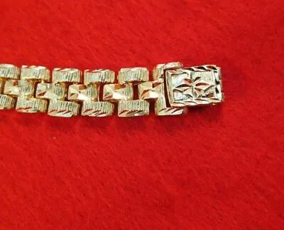 MENS 78 Or 9 INCH 14KT PLATED DESIGNER NUGGET 1/2 INCH WIDE BRACELET BLING X140 • $26.21