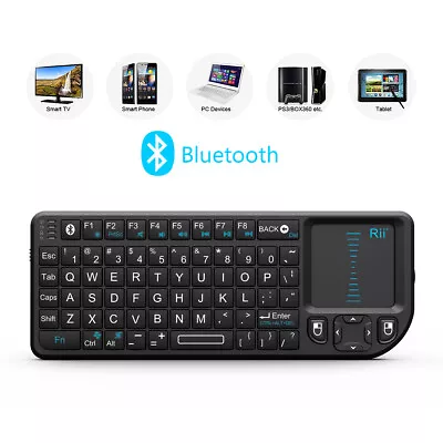 $32.03 • Buy Rii K02+ Mini Bluetooth Backlit Keyboard Touchpad For Tablet Ipad Fire Stick
