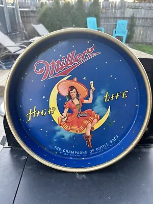 VTG Miller High Life Beer Serving Tray GIRL ON THE MOON F 303 Canco Bar Mancave • $55