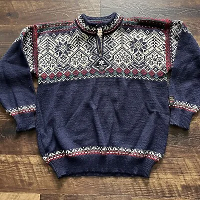 Vintage Dale Of Norway 2002 Salt Lake Olympic 100% Wool Fair Isle Zip Sweater L • $109.99