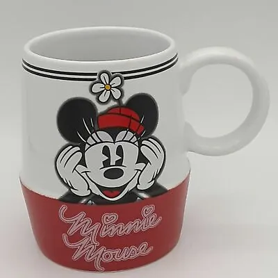 Disney Store Minnie Mouse Coffee Mug Cup Large Script Red Hat White Flower 20 Oz • $14.24