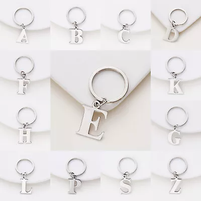 A-Z Initials Letter Alphabet Keyring Silver Key Ring Metal Key Chain • £2.29