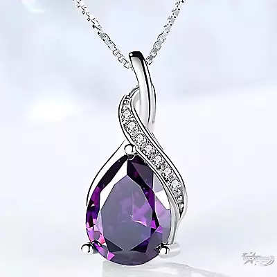 Amethyst Pendant Necklace 925 Sterling Silver Purple Amethyst Necklace For Women • $15