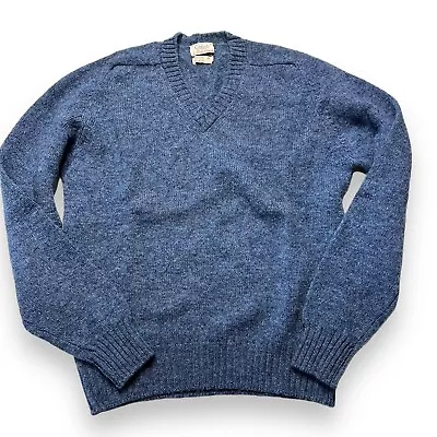 Alan Paine Mens Vtg Shetland All Wool Sweater Sz S (42) Blue Pullover England • $49.87