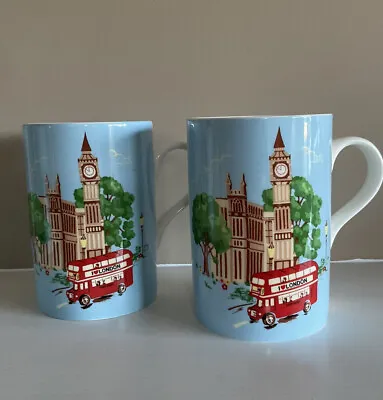 Pair New And Unused Cath Kidston Bone China London Bus - Big Ben - Mugs • £17.99