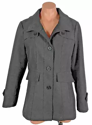 Nicole Miller New York Peacoat Black Women Medium Button High Neck Y2k • $25