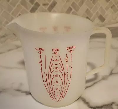 Vintage Tupperware Measuring Pitcher 2 Cup With Raised Red Lettering #134-2 • $8