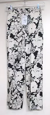 * NEW * ZARA Ivory Black Floral Casual Fit Pants Sz XS NWT $49 • $8.50