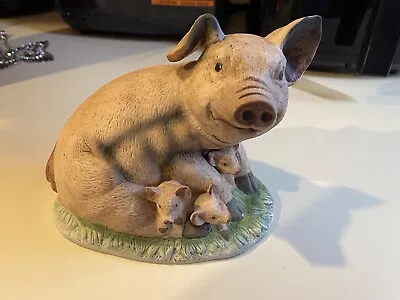 Vintage Ceramic Pig Figurine With Piglets Country Cottage Farmhouse Figurine • $12