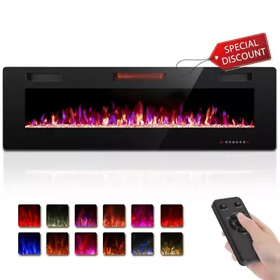 MODERN Recessed Wall Mounted 60  Electric Fireplace Remote Ultra Thin Low Noise • $258.74