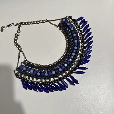 Zara Statement Bib  Necklace Blue • $15