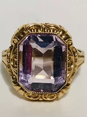 Antique Womans Art Deco Amethyst Gold Ring • $140