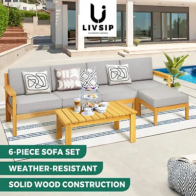 $789.90 • Buy Livsip Outdoor Sofa Setting Garden Lounge Patio Furniture Dining Set 6 Piece