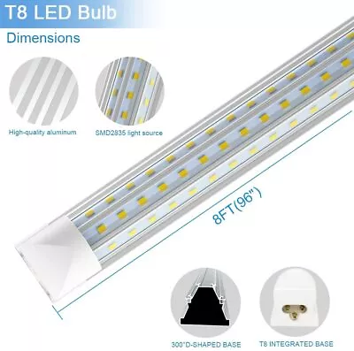 T8 8FT LED Tube Light Fixture 72W 90W 120W LED Shop Light Bulb 6500K Cool White • $327.49