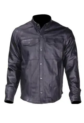 Men's Light Weight Leather Shirt For Summer Riding Motorcycle Biker Shirts • $118.28