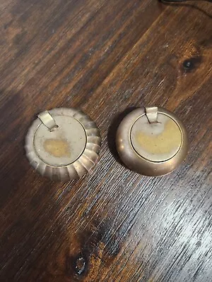 Two Travel Ashtrays Small Vintage Brass  With Hinged Closable Flip Top  • $13.89