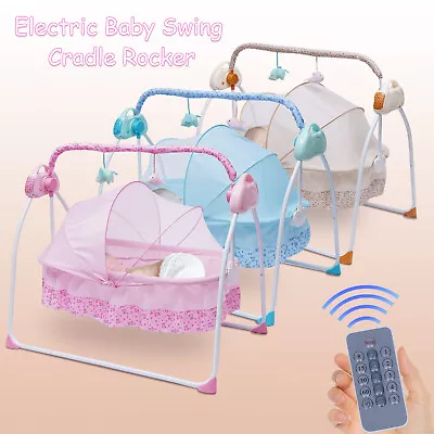 Electric Big Space Baby Crib Cradle Infant Rocker Auto-Swing Baby Sleep Bed NEW  • £76