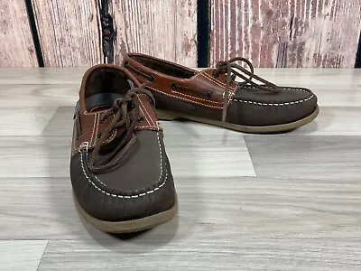 Yachtsman By Seafarer Boat Shoes Mens UK9 Brown Two Tone Leather Lace Up Outdoor • £19.95