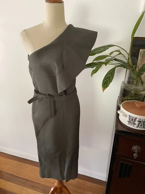 $350 • Buy Scanlan Theodore Crepe Knit Dress Safari Size M
