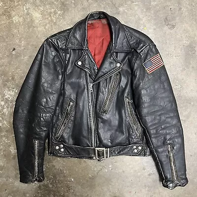 Vtg 50s Sears Hercules Horsehide Leather Moto Jacket Size S Punk Harley Davidson • $5000