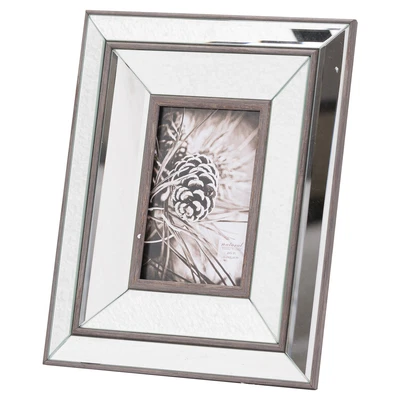 £18.99 • Buy Contemporary Mirrored Glass & Wood Photo Frame Picture Holder Choose Size