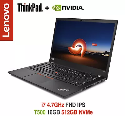 ThinkPad P14 I7 4.7GHz T500 IPS FHD IPS 16GB 512GB W11P BL 3Y Premier Warranty • $1171.03