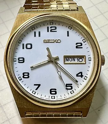 Vintage Seiko V743-9029 Quartz A4 Gold Tone 90's Watch Men (New Battery) Works • $39.95