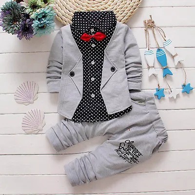 Winter Kids Baby Boy Gentleman Shirt Tops+Long Pants Formal Party Clothes Set U# • $23.71