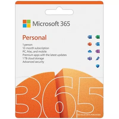 Microsoft 365 Personal Box Pack 1 Person 1 Year QQ201407 • $86.55