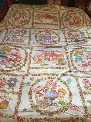 Strawberry Shortcake Twin Flat Bed Sheet American Greetings 1980 Quilt Fabric • $14.68