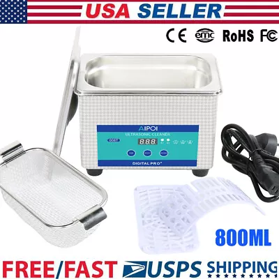 AIPOI 0.8L Ultrasonic Cleaner Digital Sonic Cleaning Equipment Stainless Steel • $41.85