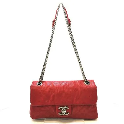 Auth CHANEL Single Flap Matelasse A66925 Red Vintage Caviar Skin Shoulder Bag • $1755