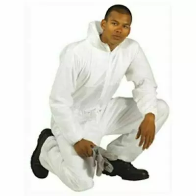 £4.45 • Buy 🔥 Protective Suit Coveralls White Hood Boiler Painters Zip Overalls Disposable 