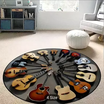 New Wood GUITAR Music Round Area RUG Bedroom LIVING Room 31  Variety Guitars • $28