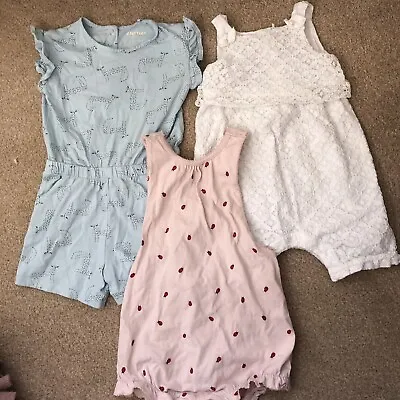 12-18 Months Baby Girl Rompers Bundle Ladybirds Lace White John Lewis Etc • £8