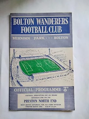 £1.99 • Buy BOLTON WANDERERS V  PRESTON NORTH END FA Cup Fourth Round 1958/59