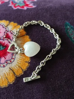 Kit Heath Sterling Silver Rose Quartz Heart Toggle Vintage Bracelet. • £35