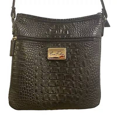 Mark Fisher Black Faux Croc Embossed Crossbody Hand Bag Travel Purse • $19.99