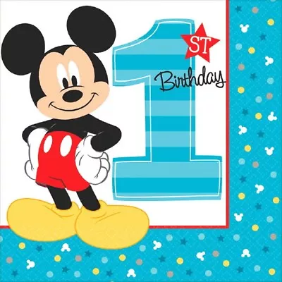 Mickey Mouse Fun To Be One 16 Luncheon Napkins 1st Birthday Party • $4.74