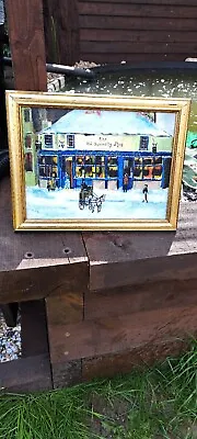 Original Vintage Oil Painting In The Style Of Lowry  Signed Christmas Scene • £28
