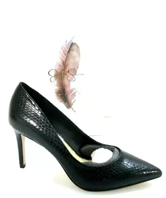 Black Pump Shoes Carpena Faux Snakeskin Jessica Simpson 3 1/4 Inch Heel US Size • $24.99