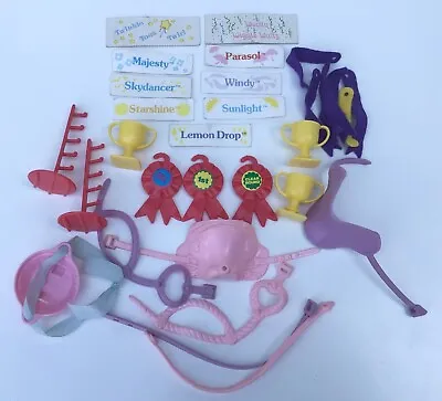 My Little Pony G1 Stable Accessories - Saddles Cups Rosettes Name Cards 1980s • £15