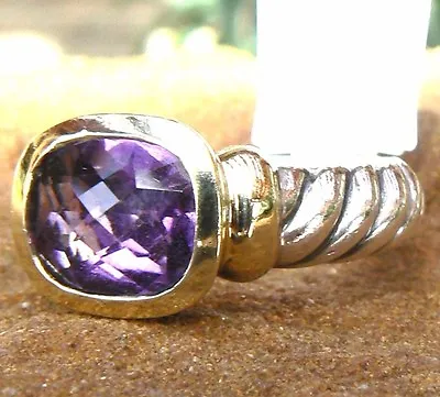 David Yurman Purple Amethyst 10mm X 8mm Noblesse Ring 14kt/925 Retired Piece • $426.55