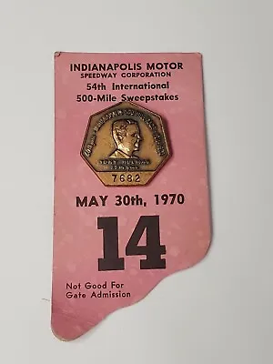 $29.99 • Buy 1970 Indy 500 Pit Pass Badge Pin Press Media Indianapolis Auto Racing