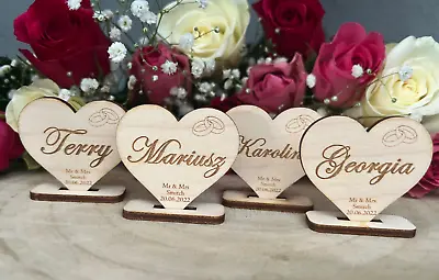 £0.99 • Buy Personalised Heart Shaped Wooden Wedding Table Place Name Card Settings Places