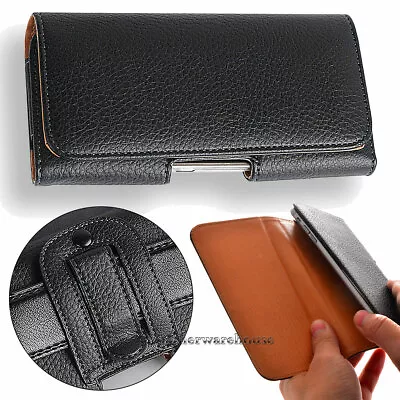 Horizontal Business Men's Leather Cell Phone Pouch Case Cover Belt Loop Holder • $11.99