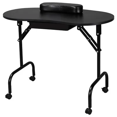 Black Manicure Table Nail Portable Beautician Desk Workstation W/ Bag Used • $44.90