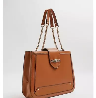 £28.99 • Buy River Island Brown  Chain Front Tote - Shoulder Bag  New With Tags