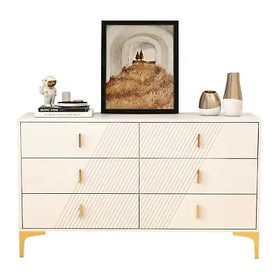 6 Drawer Dresser For Bedroom Modern Wooden Sideboard Accent Cabinet Chest White • $151.75